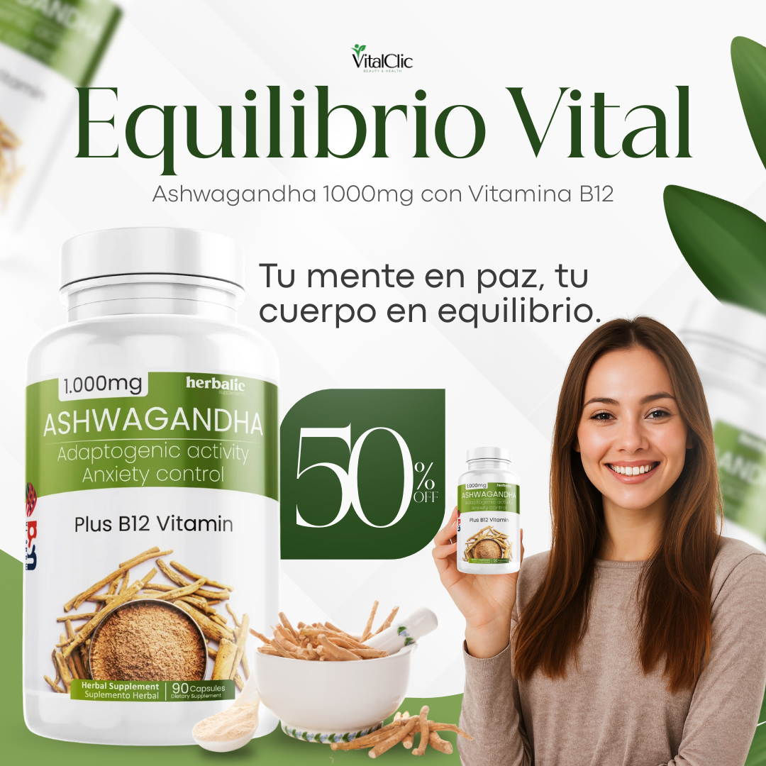 Ashwagandha 1000 mg - Alivia el Estrés y la Ansiedad en Segundos 😱50% DE DESCUENTO😱