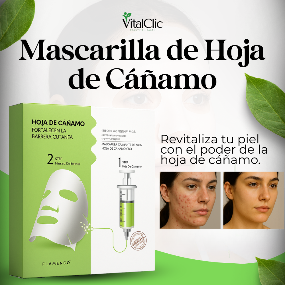 Pack de Mascarillas de Hoja de Cáñamo - Dile Adiós al Acné 😱OFERTA EXCLUSIVA 2X1😱