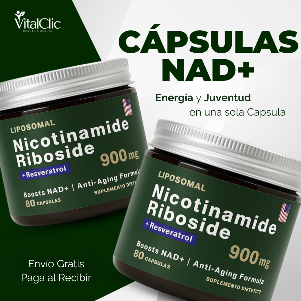 Nicotinamida NAD + Resveratrol - 80 Cápsulas 😱COMBATE EL ENVEJECIMIENTO😱