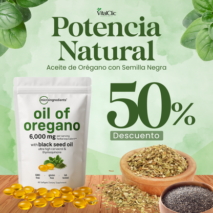 Aceite de Orégano 6.000Mg - EL MEJOR ALIADO PARA TU SALUD 😱Lleva 2 por el Precio de 1😱