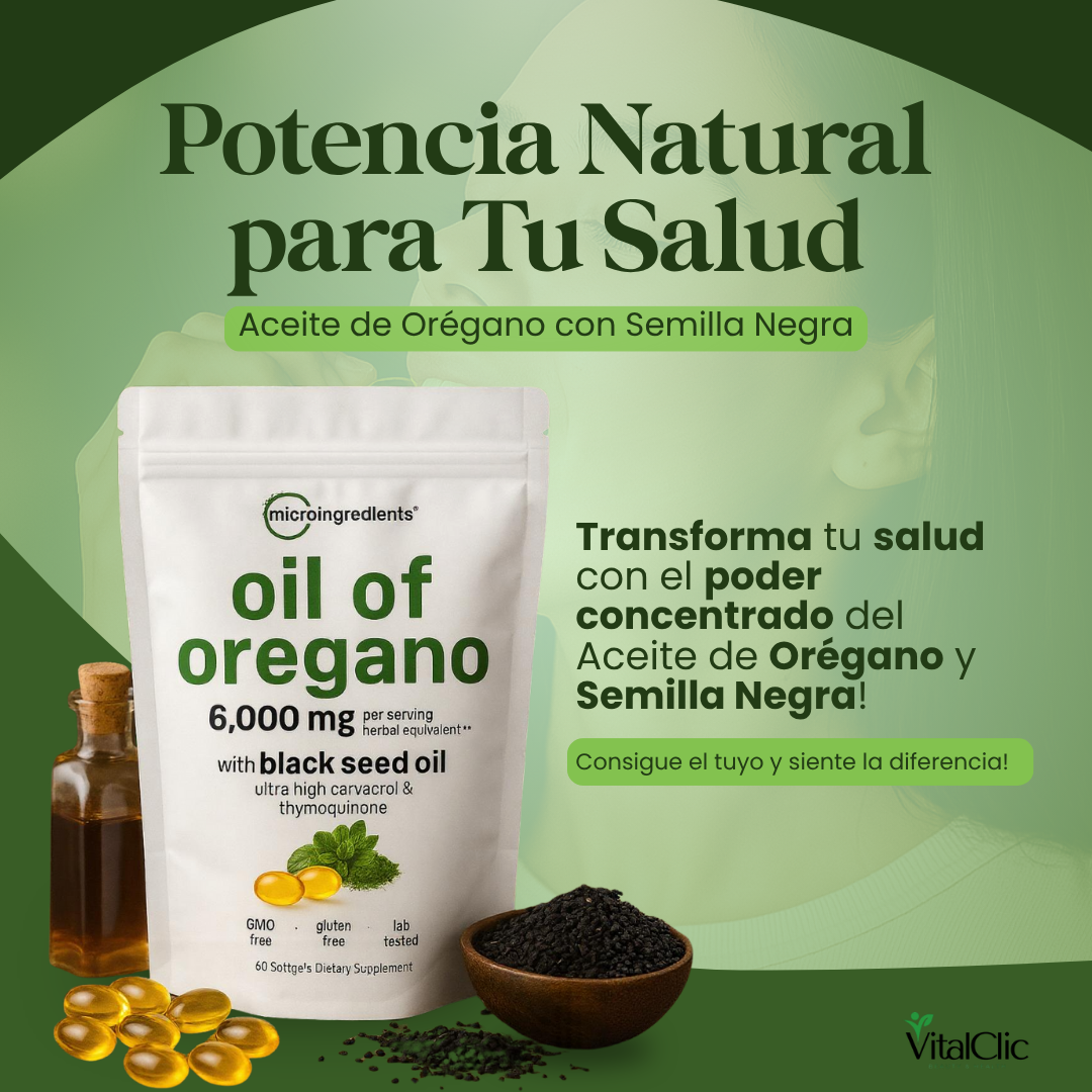 Aceite de Orégano 6.000Mg - EL MEJOR ALIADO PARA TU SALUD 😱Lleva 2 por el Precio de 1😱