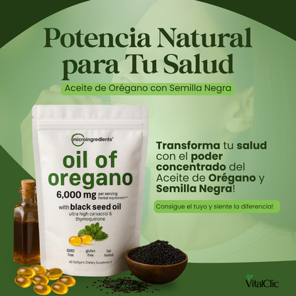 Aceite de Orégano 6.000Mg - EL MEJOR ALIADO PARA TU SALUD 😱Lleva 2 por el Precio de 1😱