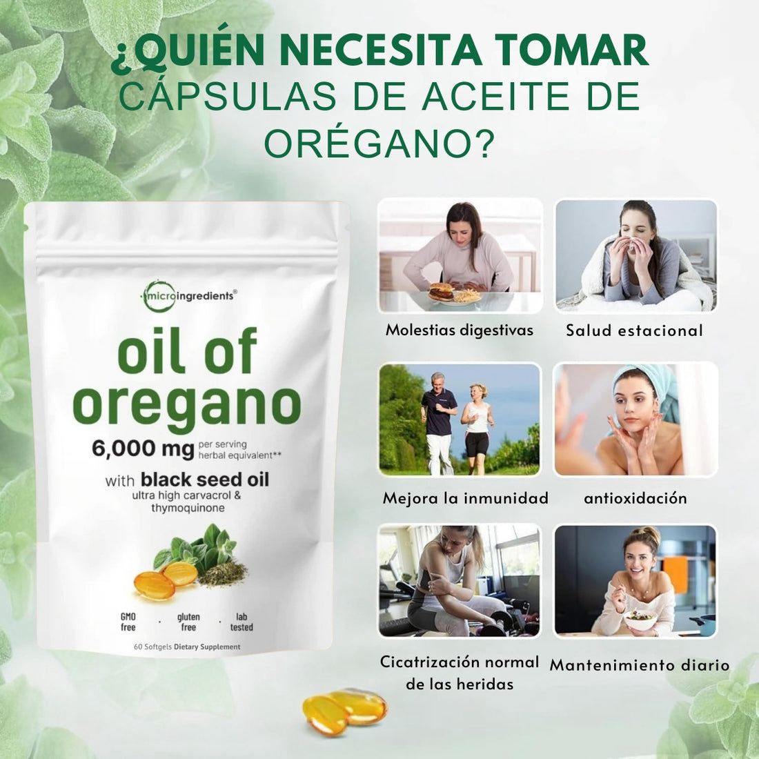 Aceite de Orégano 6.000Mg - EL MEJOR ALIADO PARA TU SALUD 😱Lleva 2 por el Precio de 1😱