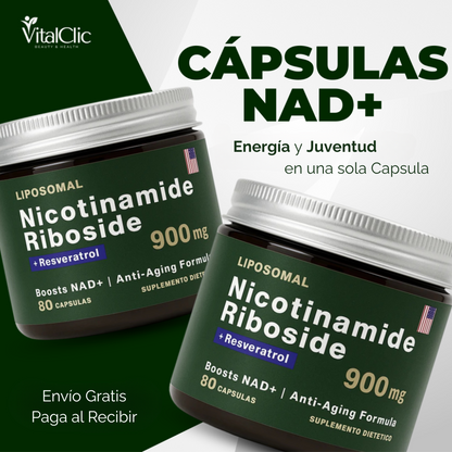 Nicotinamida NAD + Resveratrol - 80 Cápsulas 😱COMBATE EL ENVEJECIMIENTO😱